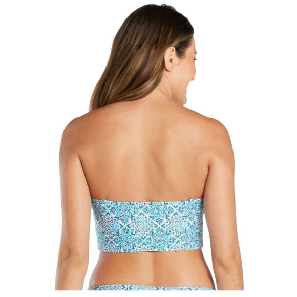 Helen Jon Midi Bandeau Tankini Top + Bottoms Vibrant Blue Tile Print XS Set NWT - Picture 9 of 12